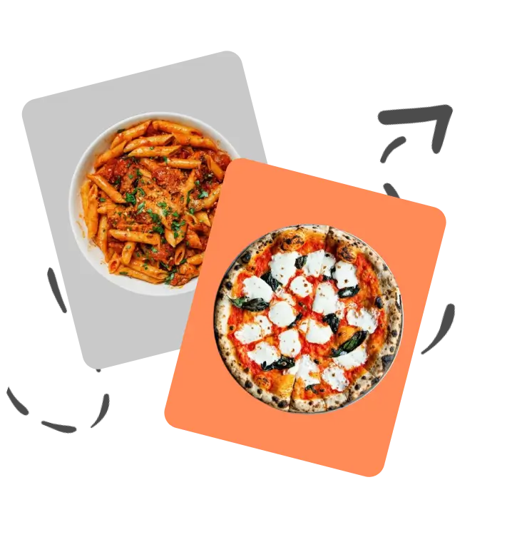 Image of pizza and pasta in tasty main landing page Image of pizza and pasta in tasty main landing page